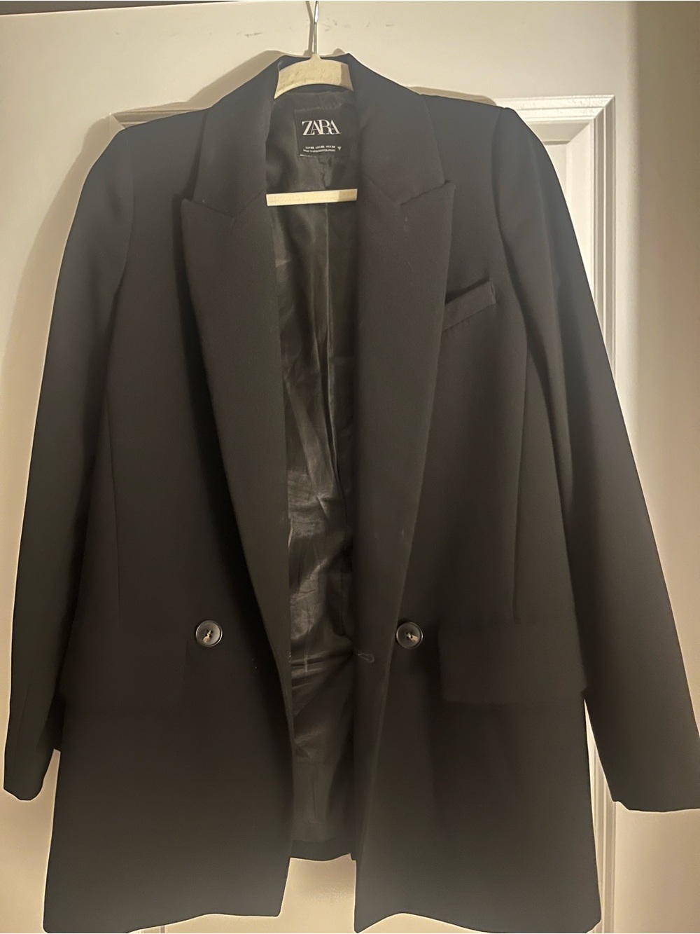 ZARA Black Double-Breasted Tailored Blazer